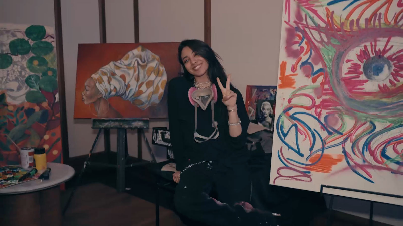 NYC art event artist with painting creative photography